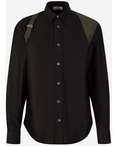 Alexander McQueen Logo Cotton Shirt - Black