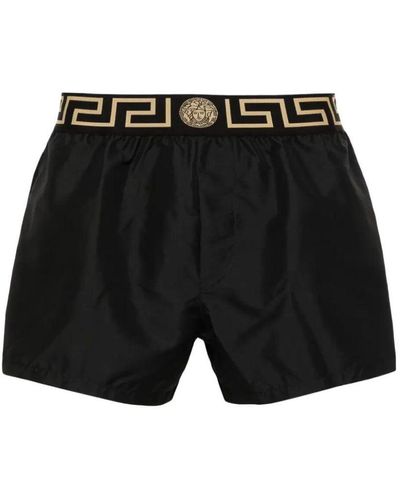 Versace Greca-waistband Swim Shorts - Black