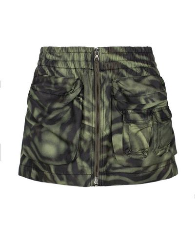 DIESEL O-mirty Zebra-print Miniskirt - Green