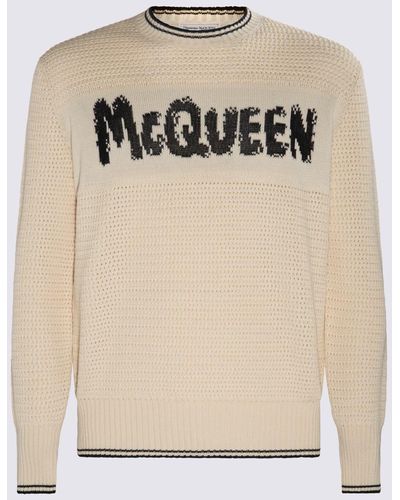 Alexander McQueen Ivory And Cotton Graffiti Sweater - Natural