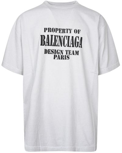 Balenciaga Logo Printed Crewneck T-shirt - Gray