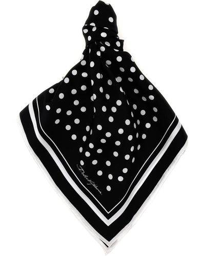 Dolce & Gabbana Polka Dot Scarf Scarves, Foulards - Black