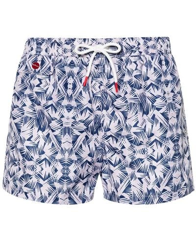 Kiton Swim Shorts With Abstract Print - Blue