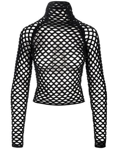 Alaïa Knitted Turtleneck Cage Pullover - Black