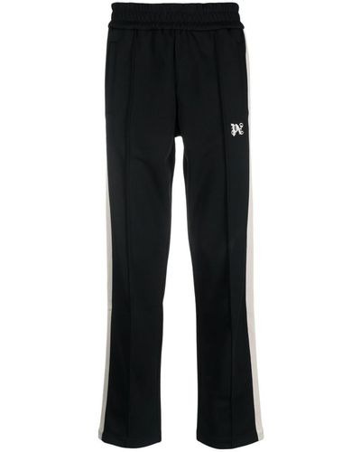 Palm Angels Monogram-embroidered Track Trousers - Black