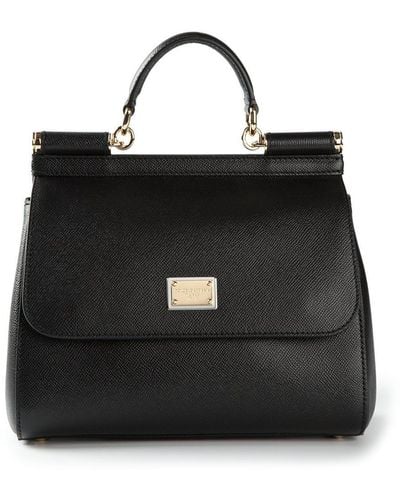 Dolce & Gabbana Sicily Large Leather Handbag - Black