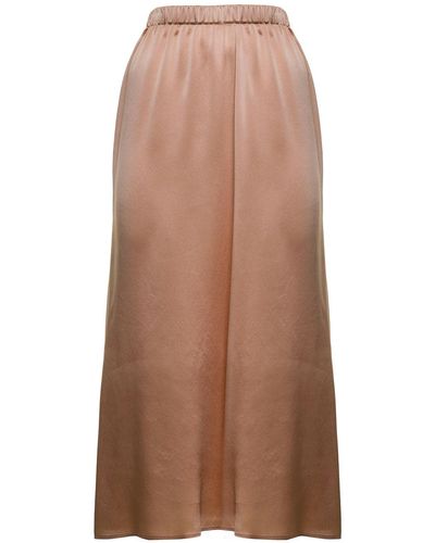 Forte Forte Long Pink Silk Skirt - Brown