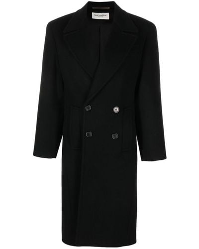 Saint Laurent Shoulder-pad Double-breasted Coat - Black