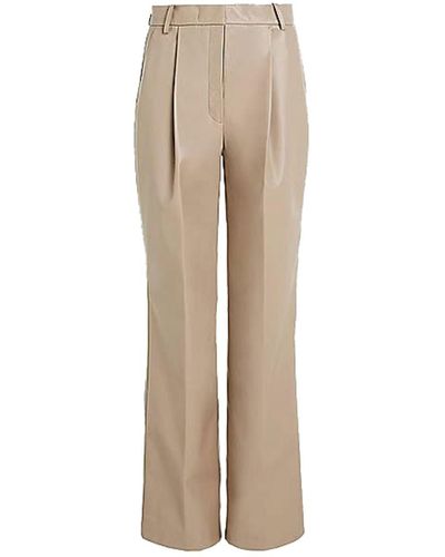 Calvin Klein Re-Gen Leather Straight Trousers - Natural