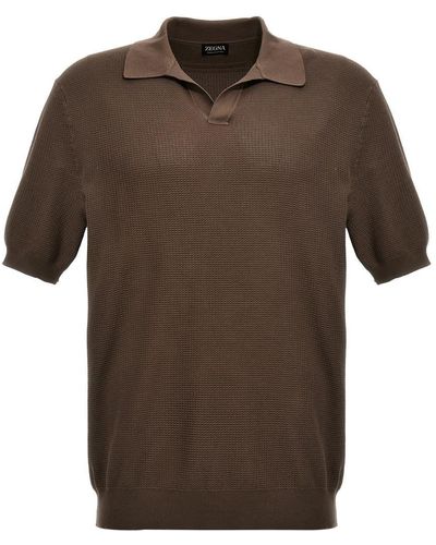 Zegna Knitted Shirt Polo - Brown