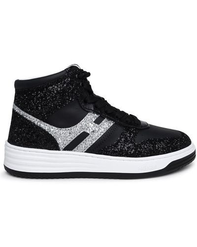 Hogan H630 Gliettered Leather Sneakers - Black