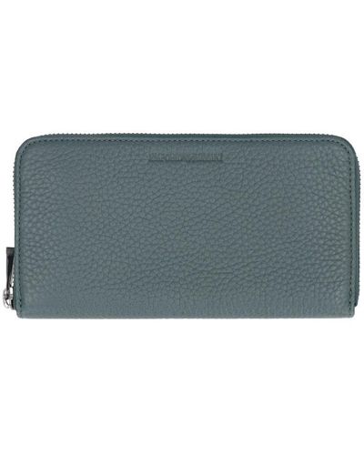 Emporio Armani Leather Zip Around Wallet - Gray