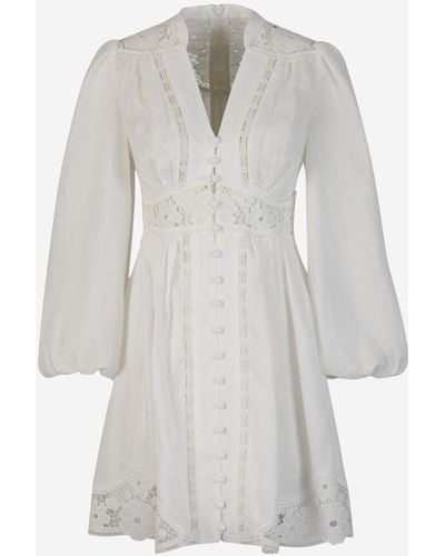 Zimmermann Linen Neckline Dress - White