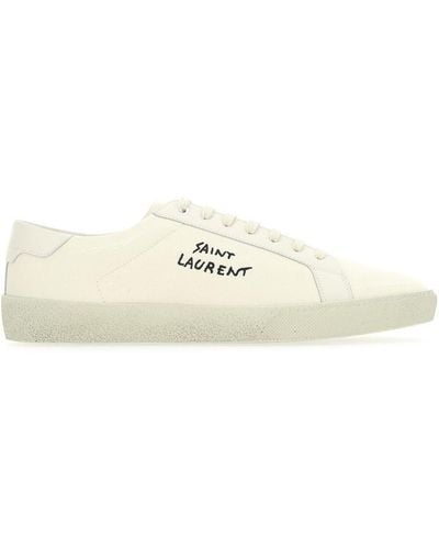Saint Laurent Mens Sl06 Signature Low Top Sneakers - White