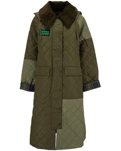 Barbour X Ganni Burghley Quilted Shell Coat - Green