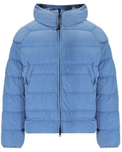 C.P. Company Eco Chrome-R Goggle Riviera Hooded Down Jacket - Blue