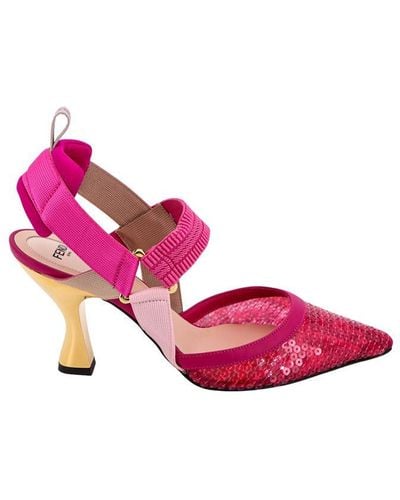 Fendi Colibri 85 Sequin-Embellished Slingback Court Shoes - Pink