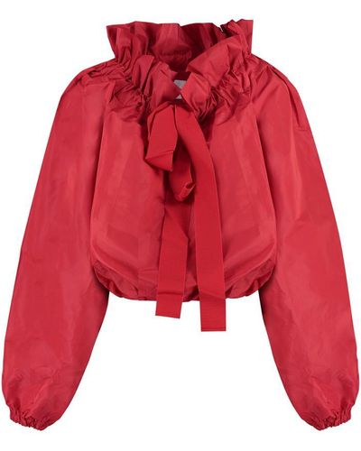 Patou Ruffled Cotton Blouse - Red