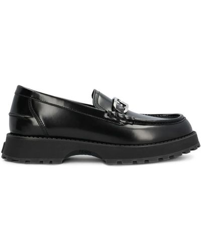 Fendi Smooth Leather O'lock Loafers - Black