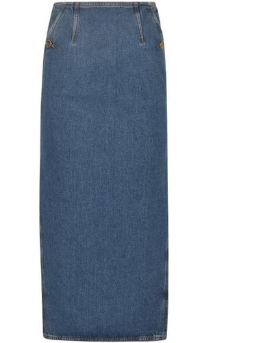 Etro Washed Denim Long Skirt - Blue