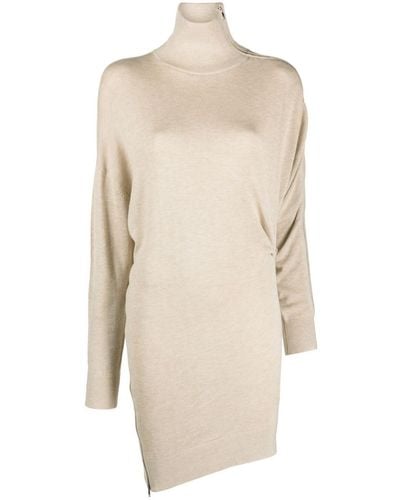 Isabel Marant Sweater-style Dress With Asymmetrical Edge - Natural