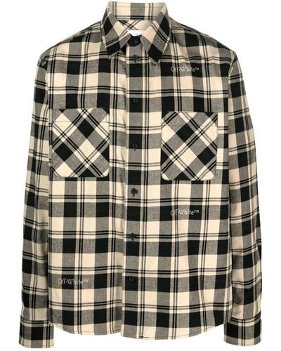 Off-White c/o Virgil Abloh Check-print Flannel Shirt - Natural