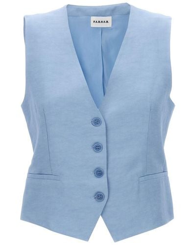 P.A.R.O.S.H. Single-breasted Vest Gilet - Blue