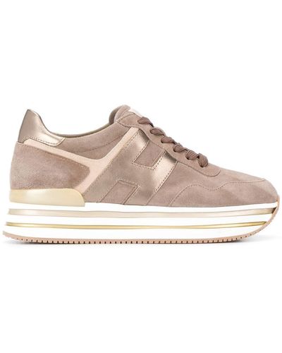 Hogan And Leather H222 Midi Sneakers - Brown