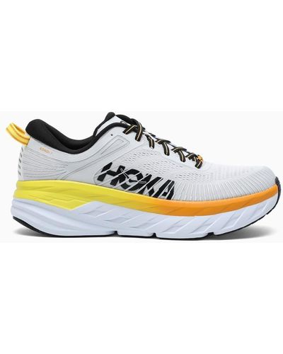 Hoka One One White/yellow Bondi 7 Sneakers - Blue