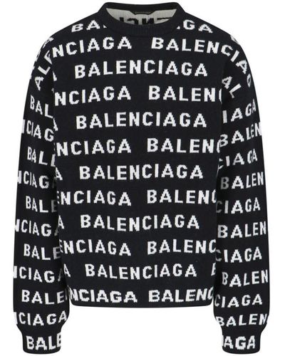 Balenciaga Intarsia-knit Logo Jumper - Black