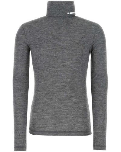 Jil Sander Melange Polyester Blend Sweater - Grey