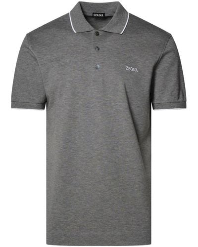 ZEGNA Cotton Polo Shirt - Gray