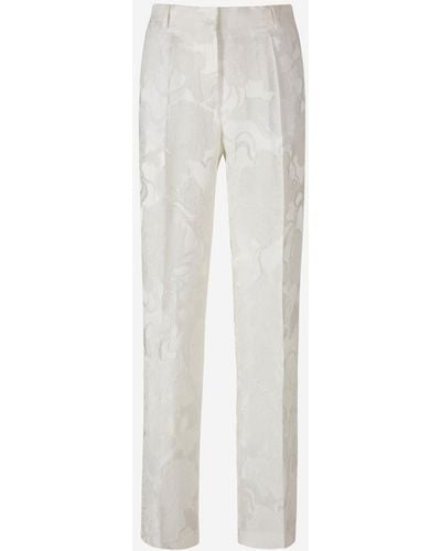Dries Van Noten Silk Jacquard Pants - White
