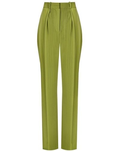 Elisabetta Franchi Olive Pinstripe Trousers - Green