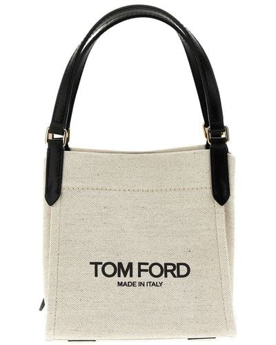 Tom Ford Logo Canvas Handbag Hand Bags - White