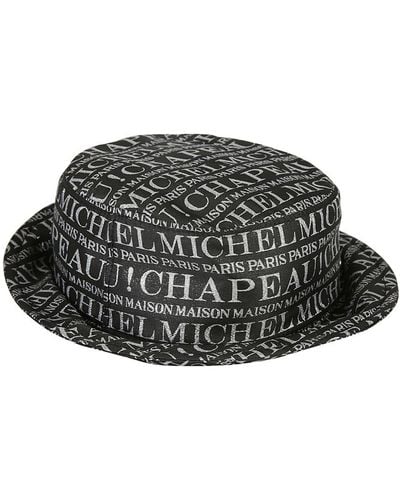 Maison Michel Logo Print Bucket Hat - Black
