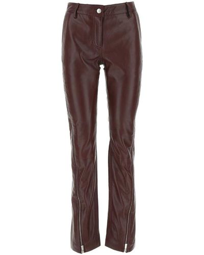 REMAIN Birger Christensen High-waist Straight-leg Leather Trousers - Brown