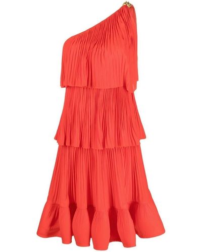 Lanvin Pleated One-shoulder Dress - Red