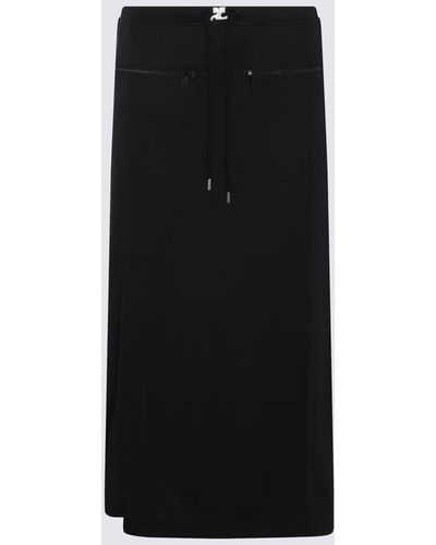 Courreges Black Cotton Midi Skirt