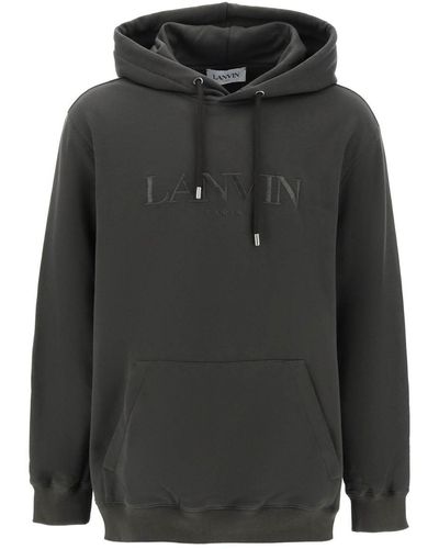 Lanvin Hoodie With Curb Embroidery - Black