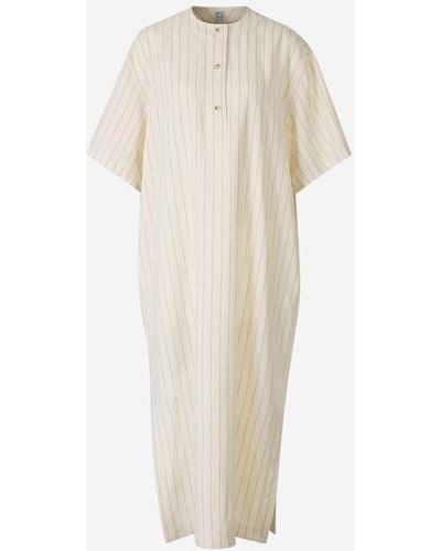 Totême Striped Midi Dress - White