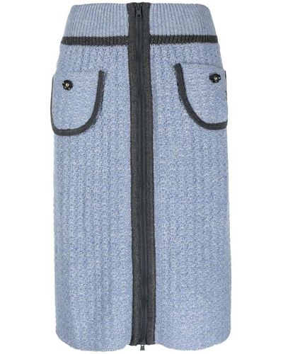 Cormio Knee-length Knitted Skirt - Blue