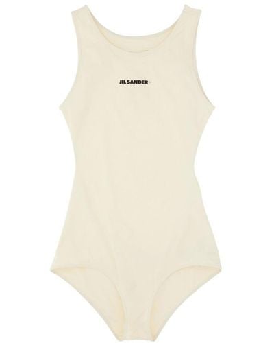 Jil Sander One Piece Swimsuit With Logo - White