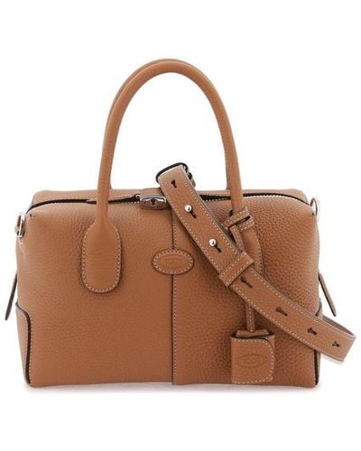 Tod's Grained Leather Bowling Bag - Brown