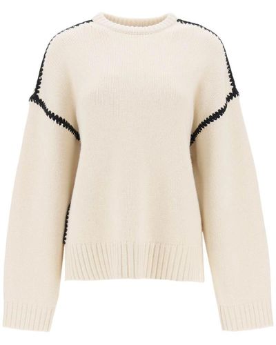 Totême Toteme Jumper With Contrast Embroideries - Natural