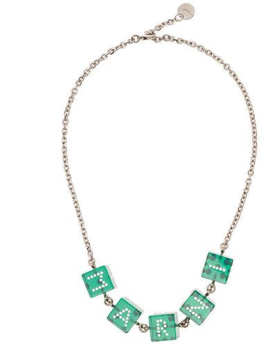 Marni Chain Necklace With Branded Dice-Shaped Charms - Blue