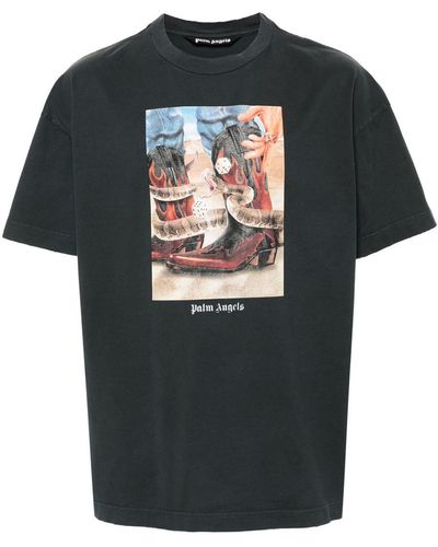 Palm Angels T-Shirt With Western Print - Black