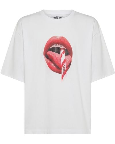 Fiorucci Cotton T-Shirt With Mouth Print - White