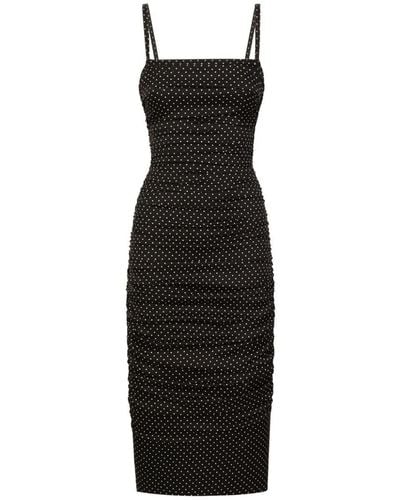 Dolce & Gabbana Polka Dot Midi Dress - Black
