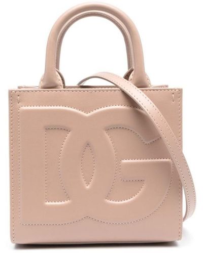 Dolce & Gabbana Dg Logo Leather Tote - Pink